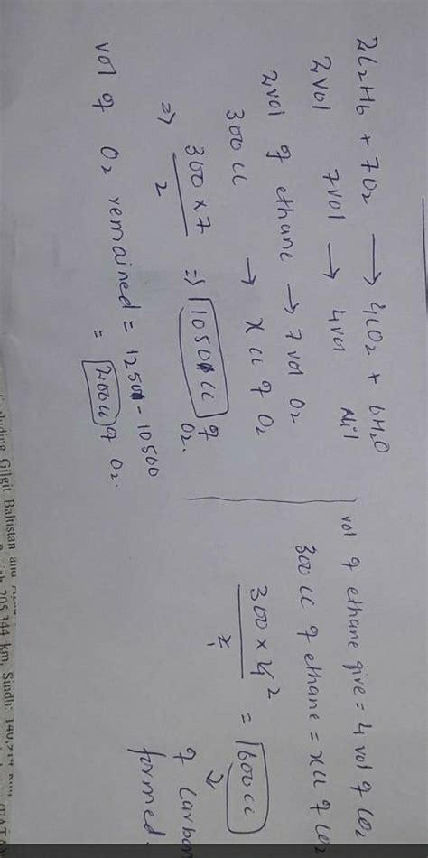 Ethane burns in oxygen to form CO2 and H20 according to the equation ...