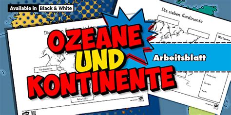 Ozeane und Kontinente: Arbeitsblatt für die Grundschule