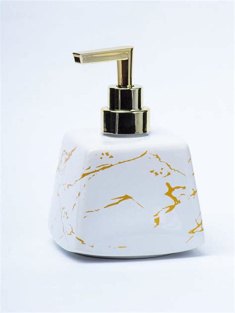 White Ceramic Soap Dispenser - Stone Finish, Bath Accessories ...