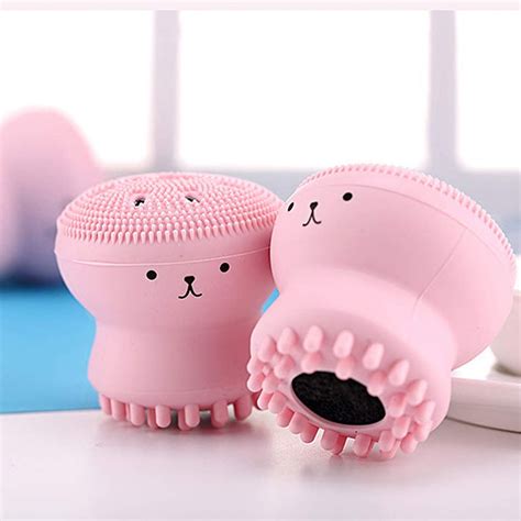 1671 Facial Cleansing Brushes, Cute Octopus Shape Silicone Face Scrubb ...