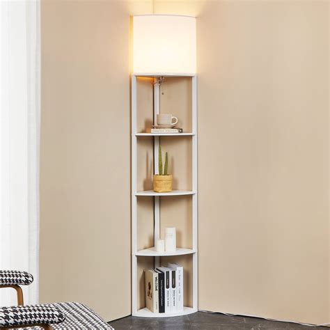 ATAMIN Alvis Edge Tall Standing Modern Corner Shelf Light Floor Lamp ...