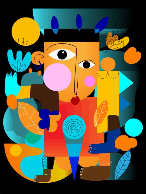 Abstract woman, man line art and shapes figure people character vector illustration. 11379933 ...