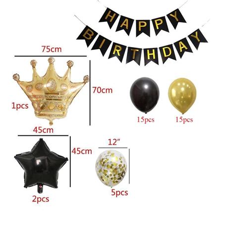Birthday Party Decorations Kit - Happy Birthday Banner, Gold Crown Bal ...