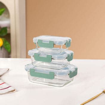 Nestro Microwave Safe Airtight Storage Box Set Of 3 Green S 185ml M ...