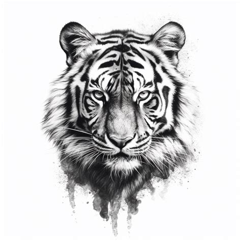 Tiger Tattoo Design with Watercolor Splashes
