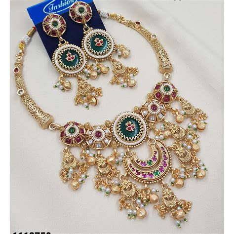 NAFJ Traditional Elegance Pota Stone And Pearl Necklace Set – JewelEMarket