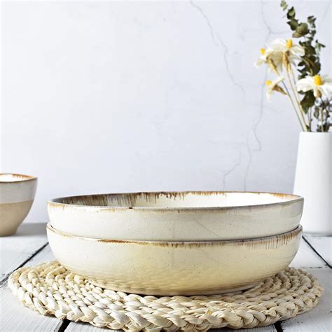 Stoneware Large Pasta Bowls, Set of 4, 40 oz From Bosmarlin