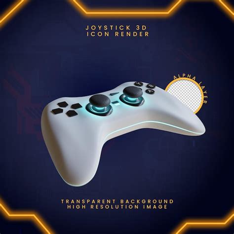 Joystick 3D-Symbol rendern mit futuristischem Konzept und transparentem ...