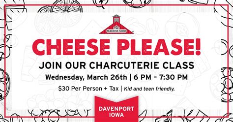 Charcuterie Board Class - Davenport, IA, THE MACHINE SHED Davenport, IA ...