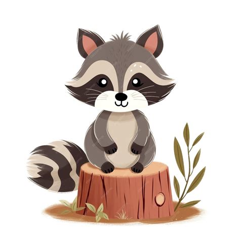 Premium AI Image | Adorable Baby Woodland Raccoon Clip Art Cute and ...