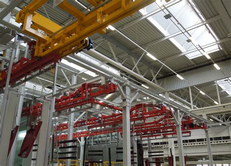 Power&free tworail overhead conveyor XD45/80-01 - for frame painting ...