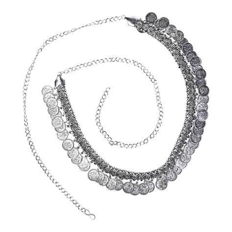 I Jewels Navratri Ethnic Silver Oxidised Coin Tassel Adjustable Boho ...