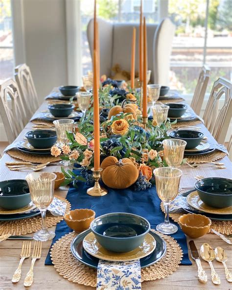 Blue and Orange Pumpkin Themed Tablescape - Home With Holly J ...