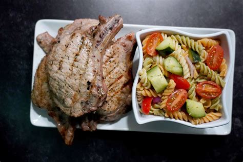 Greek Grilled Pork Chops With Greek Pasta Salad - Grilling Recipes - LGCM