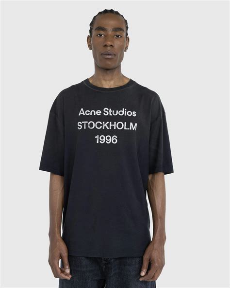 Acne Clothing Logo Acne Studios Dark Green Logo Neck T Shirt ACNE