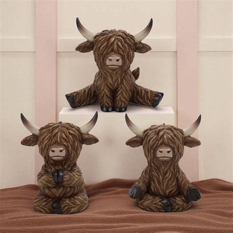 Assorted Resin Yoga Highland Cows - Sproutwell Decor