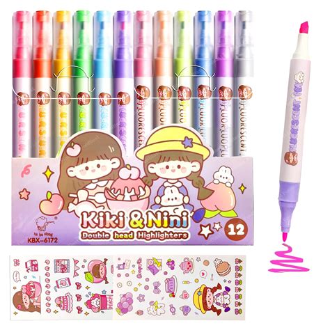FunBlast Color Markers Highlighters Pen Set - 12 Pcs Double Head Water ...