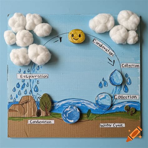 Cardboard model of the water cycle on Craiyon