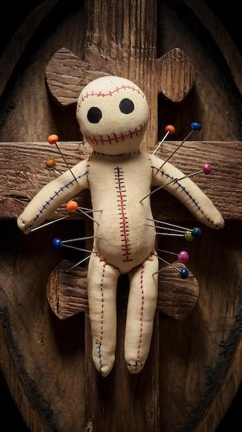 Vodoo doll and cross arrangement high angle | Premium AI-generated image