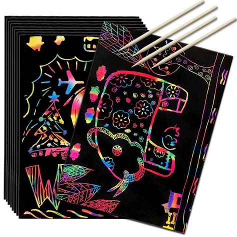 36 Sheets Scratch Art Rainbow Paper Set for Kids - Colorful Magic ...