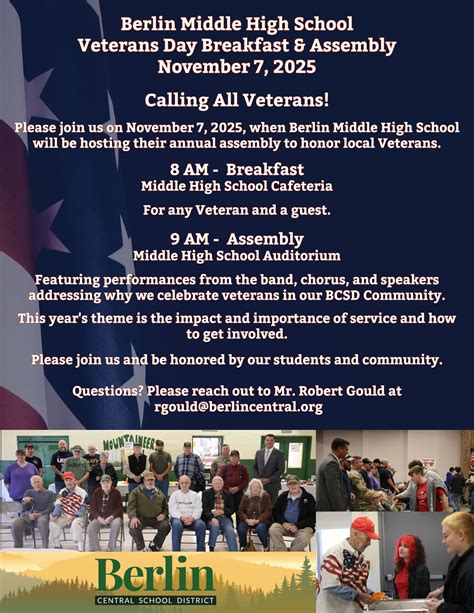 Berlin Middle High School Veterans Day Breakfast & Assembly November 7 ...