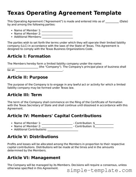 Make Your Texas Operating Agreement With Our Fillable Template