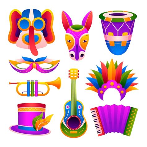 Gradient design elements collection for carnaval de barranquilla ...