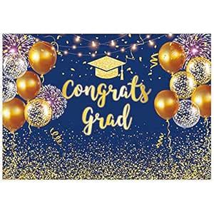 Allenjoy 7x5ft 2023 Class Congrats Grad Backdrop Glitter Royal Blue and ...