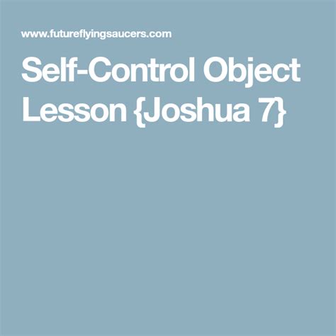 Image result for Self-Control Christian Object Lesson