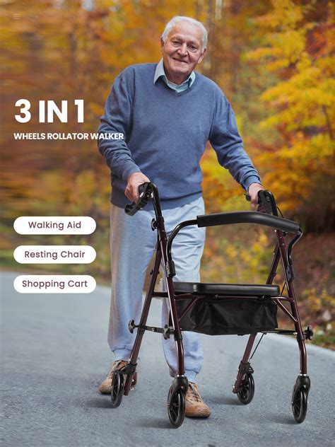 Naipo Rollator Walker with Seat, Steel Folding India | Ubuy