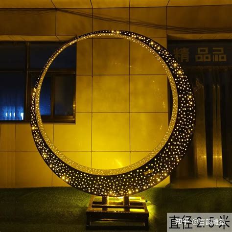 售楼部不锈钢发光圆环 创意不锈钢月亮雕塑_异形金属定制-站酷ZCOOL