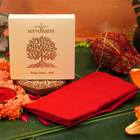 Red Pooja Vastra, Aasan | Red Fabric for Puja Rituals, 1.25 Metre ...
