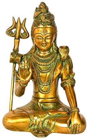 Exotic India Lord Shiva - Brass Statue - Color Greenish Gold Color ...