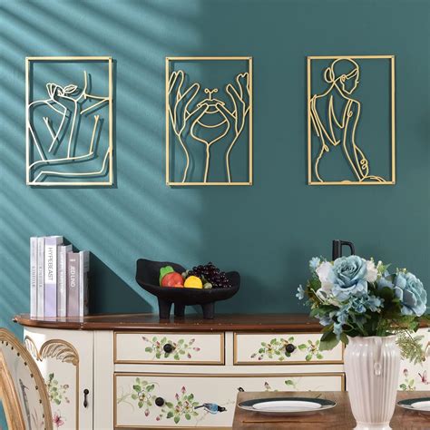 Buy Gold Wall Decor Set of 3, Real Metal Wall Art, Modern Gold Room ...