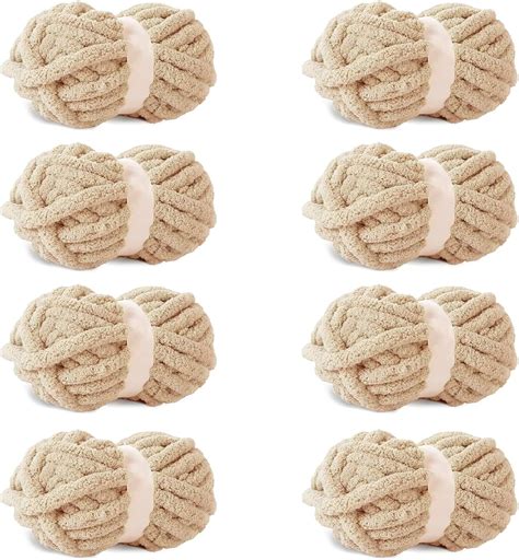 Amazon.com: Khaki Chunky Chenille Yarn, 8 PCS Chunky Chenille Yarn for ...
