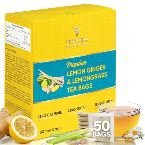 Amazon.com : VINAREEN Lemon Ginger Tea Bags, 50 Count - Natural Blend ...