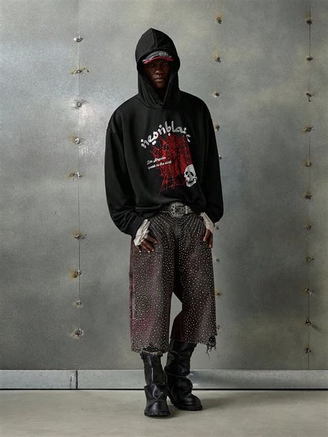 NEON BLANC Men's Casual Spider Print Drop Shoulder Long Sleeve Hoodie ...