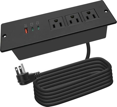 Amazon.com: Recessed Power Strip USB C 65W,Flush Mount Desk Power Outlet 3 Outlets 3 USB (PD 65W ...