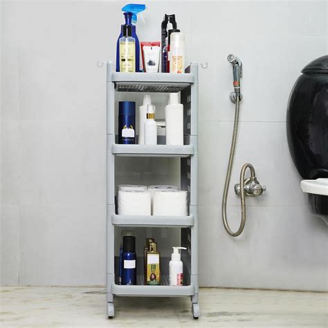 LEOPAX 4 Shelf Free Standing Bathroom Storage Cabinet, Over The Toilet ...