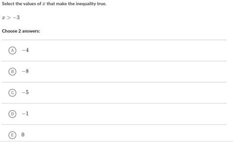 Select the values of x that make the inequality true. x > -3 - Brainly.in