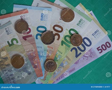 Full Euro Banknotes Series with Coins, European Union Currency Stock Photo - Image of banknote ...