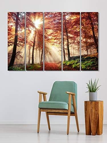 999STORE wall art painting with frame Red leaves tree forest painting ...