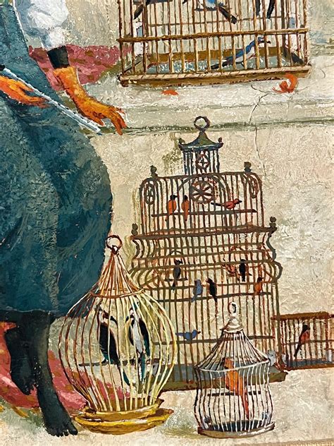 Surrealist Lady with Birds Painting by Thurman Nicholson For Sale at ...