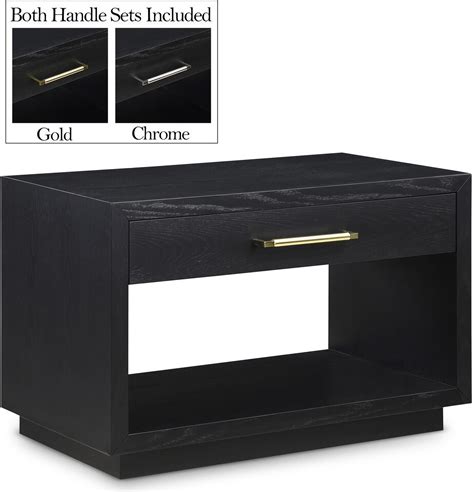 Avery Wood Veneer Night Stand In Black by Meridian | 1StopBedrooms