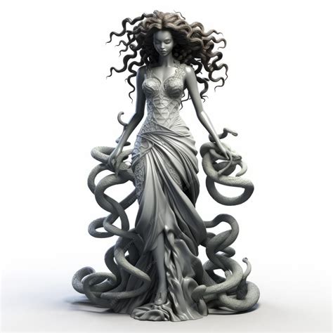 Highly Detailed 3d Medusa Statue With Twisted Characters And Tentacles ...