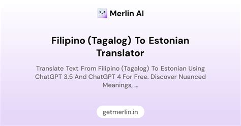 Filipino (Tagalog) to Estonian Translator