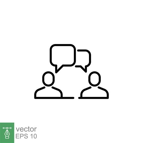 Speaking people icon. Simple outline style. Talk, speak, 2, two person ...