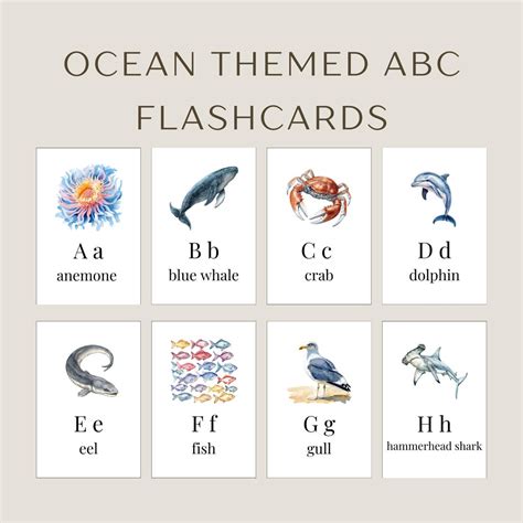 Ocean Themed Flash Cards | Ocean Abcs Flash Cards | Printable Flash ...