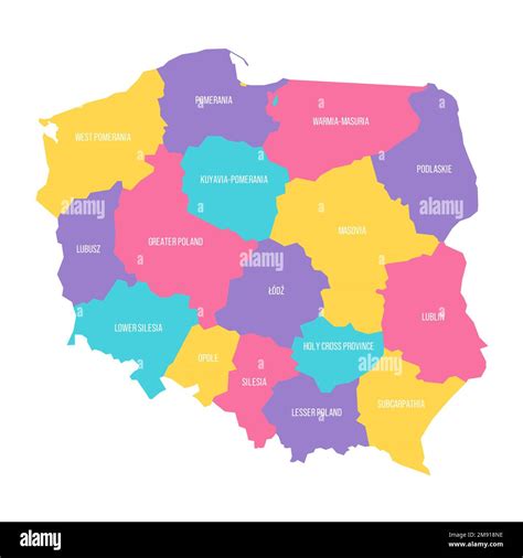 Poland political map of administrative divisions - voivodeships ...