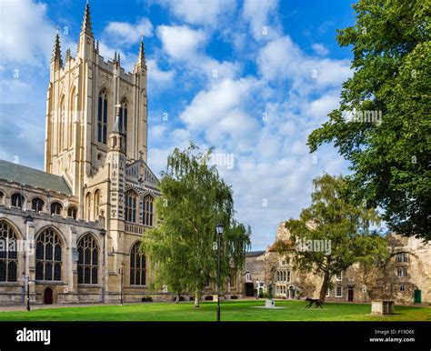Bury St Edmunds, Suffolk. St Edmundsbury Cathedral in the early evening ...